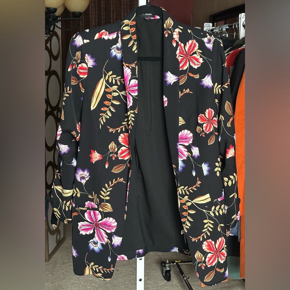 Express Floral Blazer Career Office Jacket Black Size L